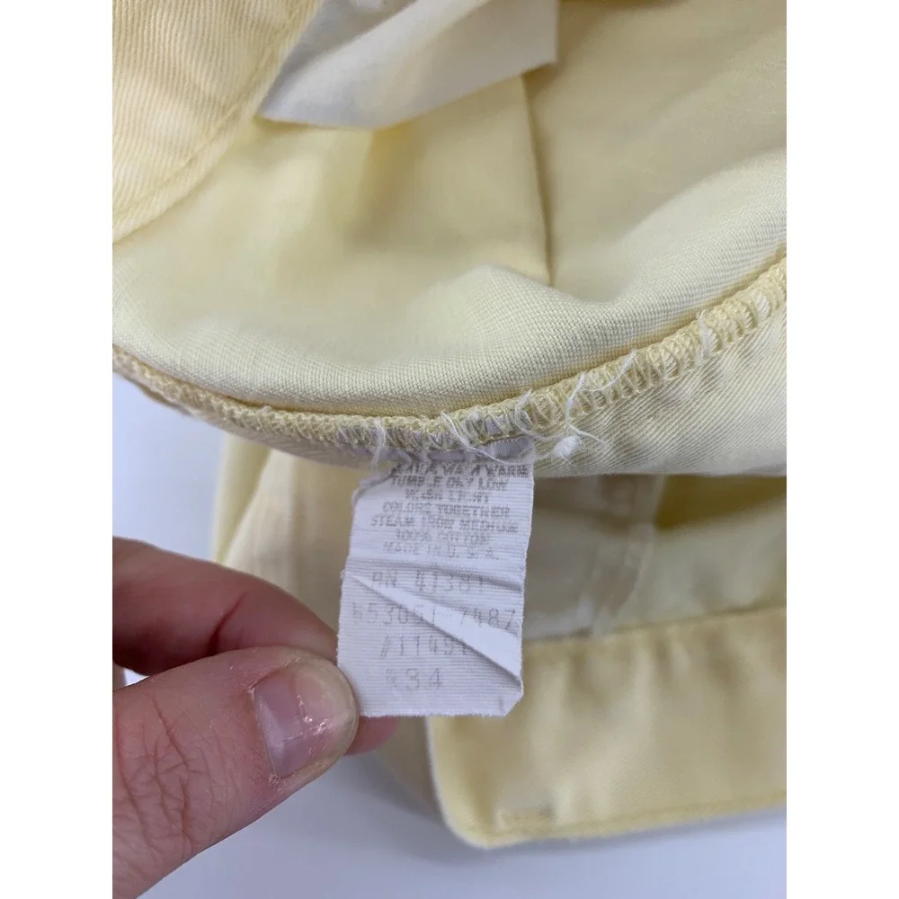Vintage Polo Ralph Lauren Shorts Mens 34 Yellow Double Pleated Chino Made USA